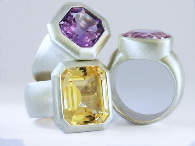 25) Verschiedene Ringe 925er Silber, Amethyst, Citrin, Kunzit